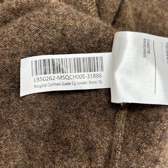 Quince Mongolian Cashmere Quarter Zip Sweater Brown Size XL - Picture 7 of 8
